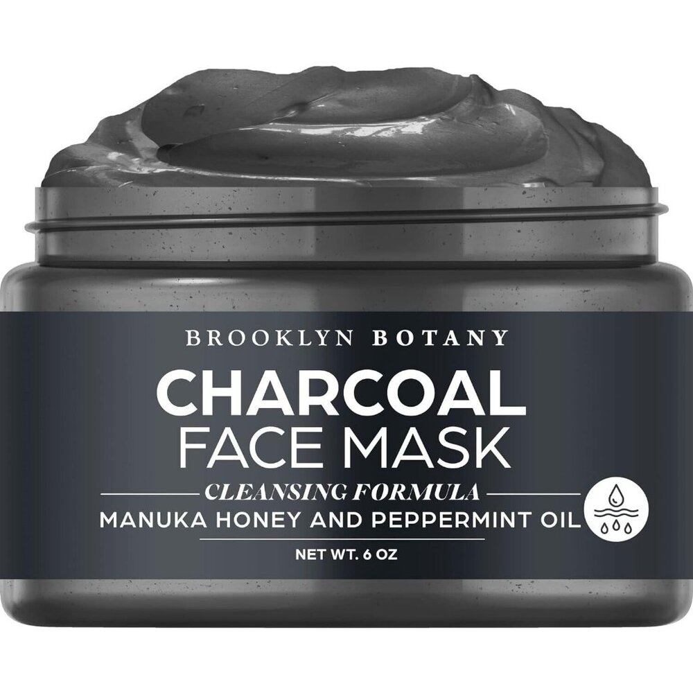 Brooklyn Botany Charcoal Face Mask 6 Ounce - Deep Pore Cleansing Clay Mask set 3